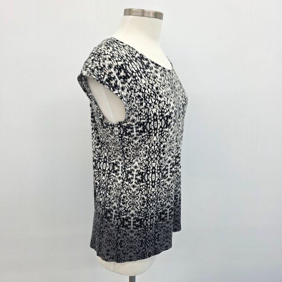 Rose & Olive Tie-Back Sleeveless Knit Top Size L Black & White Abstract Print - Picture 11 of 15